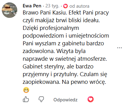 Opinia klientki 19 – makijaż permanentny Kraków