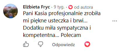 Opinia klientki 20 – makijaż permanentny Kraków