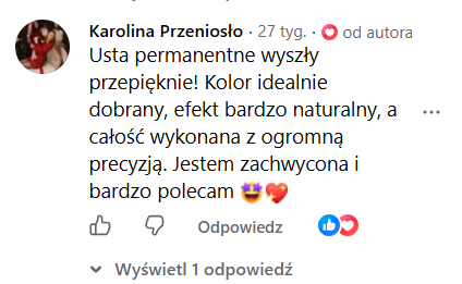 Opinia klientki 26 – makijaż permanentny Kraków