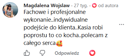 Opinia klientki 36 – makijaż permanentny Kraków