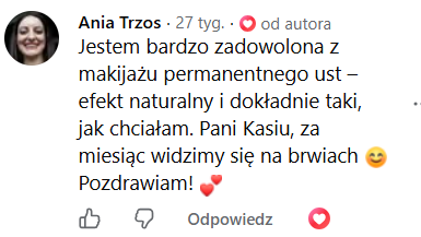 Opinia klientki 43 – makijaż permanentny Kraków