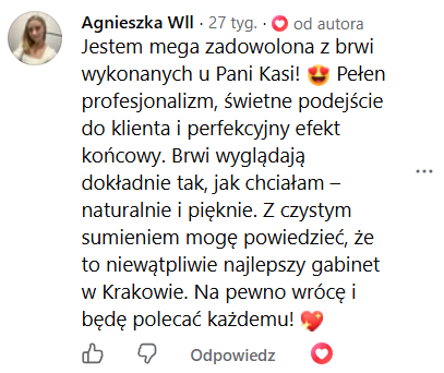 Opinia klientki 6 – makijaż permanentny Kraków